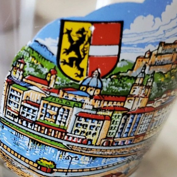 Salzburg Austria with City and Bridge Vintage Shot Glass with Gold Rim - Picture 3 of 9